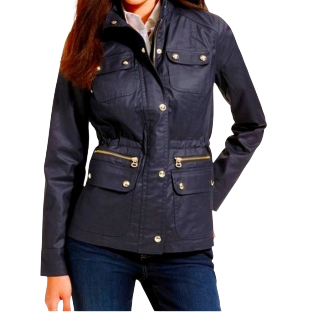 Tommy Hilfiger Women's Masters Cinch-Waist Utility Jacket Outwear Preppy Sz L